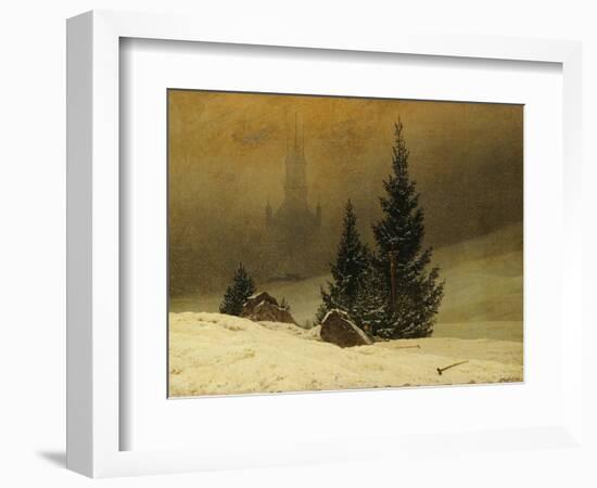 Winter Landscape with a Church-Caspar David Friedrich-Framed Giclee Print