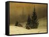 Winter Landscape with a Church-Caspar David Friedrich-Framed Stretched Canvas