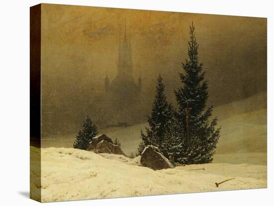 Winter Landscape with a Church-Caspar David Friedrich-Stretched Canvas