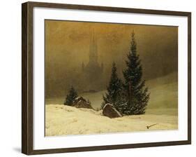 Winter Landscape with a Church-Caspar David Friedrich-Framed Giclee Print