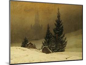 Winter Landscape with a Church-Caspar David Friedrich-Mounted Giclee Print