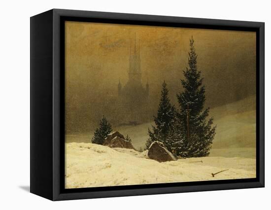 Winter Landscape with a Church-Caspar David Friedrich-Framed Stretched Canvas