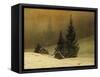 Winter Landscape with a Church-Caspar David Friedrich-Framed Stretched Canvas