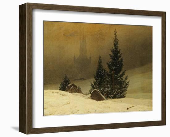 Winter Landscape with a Church-Caspar David Friedrich-Framed Giclee Print