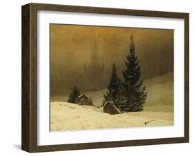 Winter Landscape with a Church-Caspar David Friedrich-Framed Giclee Print