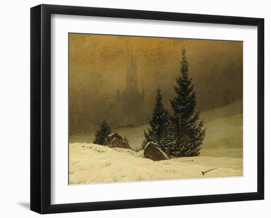 Winter Landscape with a Church-Caspar David Friedrich-Framed Giclee Print