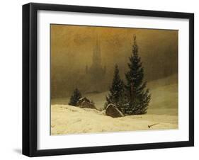 Winter Landscape with a Church-Caspar David Friedrich-Framed Giclee Print