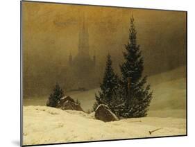 Winter Landscape with a Church-Caspar David Friedrich-Mounted Giclee Print