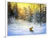 Winter Landscape With A Fox On A Decline-balaikin2009-Framed Art Print