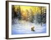 Winter Landscape With A Fox On A Decline-balaikin2009-Framed Art Print