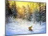 Winter Landscape With A Fox On A Decline-balaikin2009-Mounted Art Print