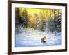 Winter Landscape With A Fox On A Decline-balaikin2009-Framed Art Print