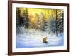 Winter Landscape With A Fox On A Decline-balaikin2009-Framed Art Print