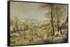 Winter Landscape with Bird Trap-Pieter Brueghel the Younger-Framed Stretched Canvas