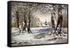 Winter Landscape with Church in Wood-balaikin2009-Framed Stretched Canvas
