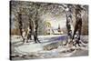 Winter Landscape with Church in Wood-balaikin2009-Stretched Canvas