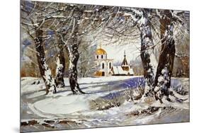 Winter Landscape with Church in Wood-balaikin2009-Mounted Art Print