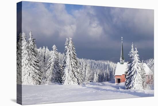 Winter Landscape with Church, Kandel Mountain, Black Forest, Baden-Wurttemberg, Germany, Europe-Markus Lange-Stretched Canvas