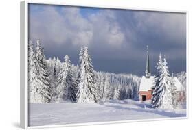 Winter Landscape with Church, Kandel Mountain, Black Forest, Baden-Wurttemberg, Germany, Europe-Markus Lange-Framed Photographic Print