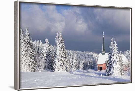 Winter Landscape with Church, Kandel Mountain, Black Forest, Baden-Wurttemberg, Germany, Europe-Markus Lange-Framed Photographic Print