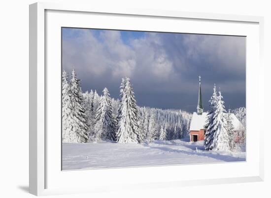 Winter Landscape with Church, Kandel Mountain, Black Forest, Baden-Wurttemberg, Germany, Europe-Markus Lange-Framed Photographic Print