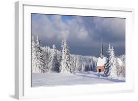 Winter Landscape with Church, Kandel Mountain, Black Forest, Baden-Wurttemberg, Germany, Europe-Markus Lange-Framed Photographic Print