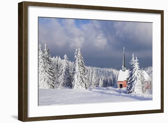 Winter Landscape with Church, Kandel Mountain, Black Forest, Baden-Wurttemberg, Germany, Europe-Markus Lange-Framed Photographic Print