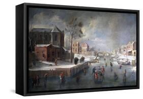 Winter Landscape with Church-Jan Wildens-Framed Stretched Canvas