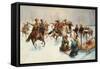 Winter Landscape with Cossacks-Adolf Baumgartner-Stoiloff-Framed Stretched Canvas