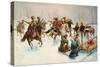 Winter Landscape with Cossacks-Adolf Baumgartner-Stoiloff-Stretched Canvas