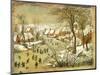 Winter Landscape with Figures on a Frozen River-Pieter Bruegel the Elder-Mounted Giclee Print