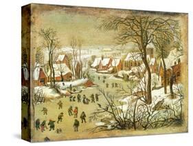 Winter Landscape with Figures on a Frozen River-Pieter Bruegel the Elder-Stretched Canvas