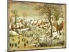 Winter Landscape with Figures on a Frozen River-Pieter Bruegel the Elder-Mounted Giclee Print