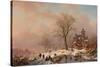 Winter Landscape with Figures Playing on the Ice, 1868-Frederick Marianus Kruseman-Stretched Canvas