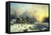 Winter Landscape with Frozen Pond, about 1850-August Piepenhagen-Framed Stretched Canvas