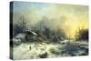 Winter Landscape with Frozen Pond, about 1850-August Piepenhagen-Stretched Canvas