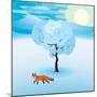 Winter Landscape with Frozen Tree and Red Fox Hanging Around-Imre Sandor-Mounted Art Print