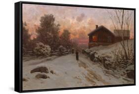 Winter landscape with house-Erik Theodor Werenskiold-Framed Stretched Canvas