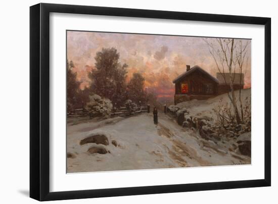 Winter landscape with house-Erik Theodor Werenskiold-Framed Giclee Print