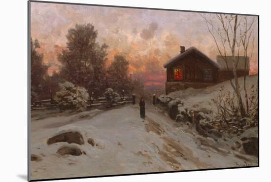 Winter landscape with house-Erik Theodor Werenskiold-Mounted Giclee Print