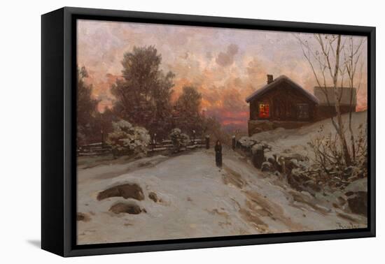 Winter landscape with house-Erik Theodor Werenskiold-Framed Stretched Canvas