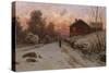 Winter landscape with house-Erik Theodor Werenskiold-Stretched Canvas