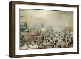 Winter Landscape with Ice Skaters, 1608-Hendrick Avercamp-Framed Art Print
