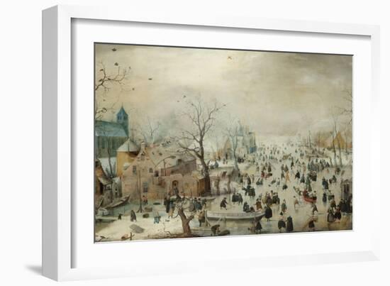 Winter Landscape with Ice Skaters, 1608-Hendrick Avercamp-Framed Art Print