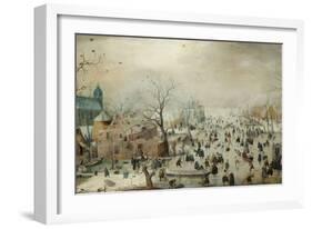 Winter Landscape with Ice Skaters, 1608-Hendrick Avercamp-Framed Art Print