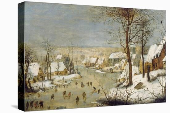 Winter Landscape with Ice-Skaters, after 1565-Pieter Claesz-Stretched Canvas