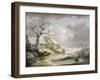 Winter Landscape with Men Snowballing an Old Woman, 1790-George Morland-Framed Giclee Print