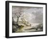 Winter Landscape with Men Snowballing an Old Woman, 1790-George Morland-Framed Giclee Print