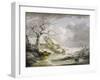 Winter Landscape with Men Snowballing an Old Woman, 1790-George Morland-Framed Giclee Print