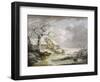 Winter Landscape with Men Snowballing an Old Woman, 1790-George Morland-Framed Premium Giclee Print